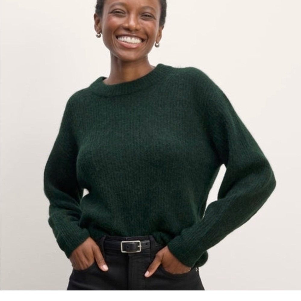 Everlane Scarab Green Alpaca Cocoon Crew Sweater